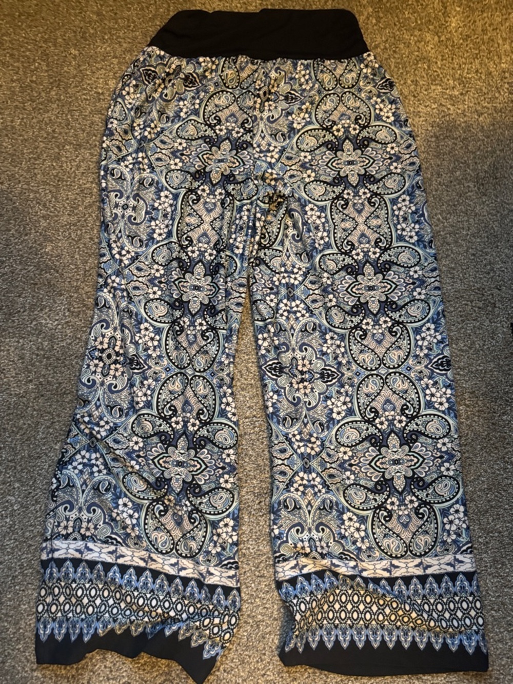 Apt. 9 Black Wide-Leg Pants with Blue Paisley Lining